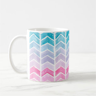 Hand painted watercolor gradient geometric blue an coffee mug