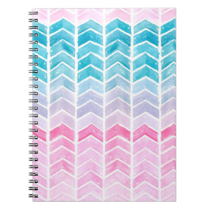 Hand painted watercolor gradient geometric blue an notebook