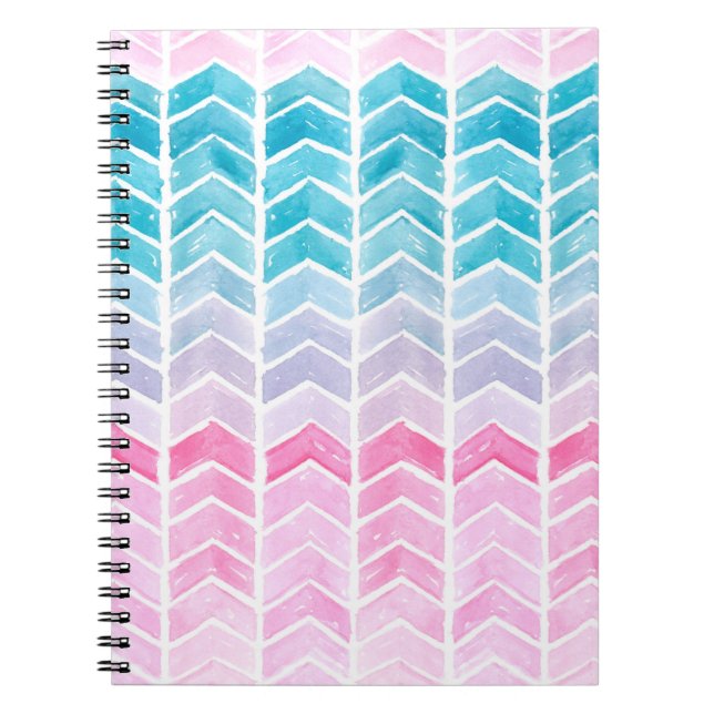 Hand painted watercolor gradient geometric blue an notebook (Front)