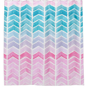 Hand painted watercolor gradient geometric blue an shower curtain