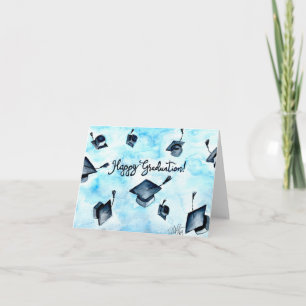 Hand painted watercolor graduation card