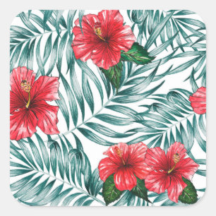 Hand-Painted Watercolor Gumamela Flowers Sticker