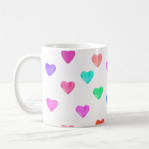hand painted watercolor hearts pattern Valentine's Coffee Mug