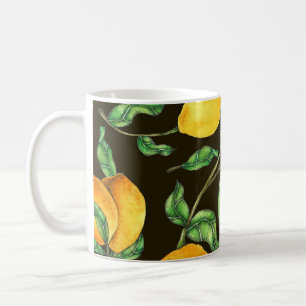 Hand Painted Watercolor Lemon Pattern Coffee Mug