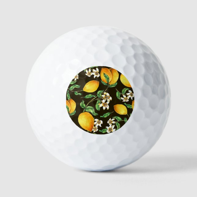 Hand Painted Watercolor Lemon Pattern Golf Balls (Front)