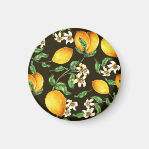 Hand Painted Watercolor Lemon Pattern Magnet