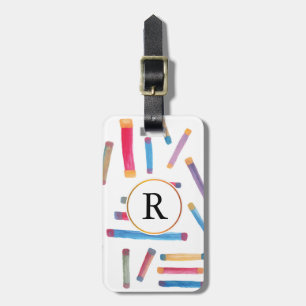 hand painted watercolor luggage tag