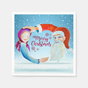 Hand-painted Watercolor Magical Santa Claus Napkin