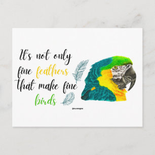 hand-painted watercolor parrot design. postcard