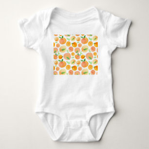 Hand-painted watercolor peaches: seamless. baby bodysuit
