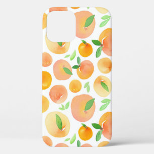 Hand-painted watercolor peaches: seamless. iPhone 12 case