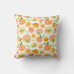 Hand-painted watercolor peaches: seamless. cushion