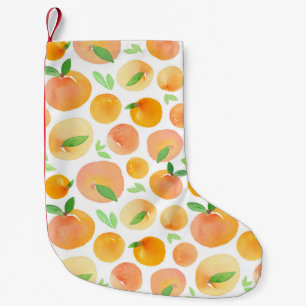 Hand-painted watercolor peaches: seamless. small christmas stocking