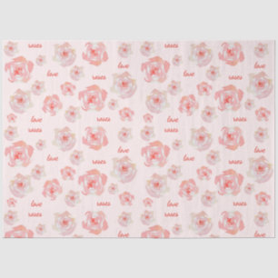 Hand painted watercolor pink roses love custom tissue paper