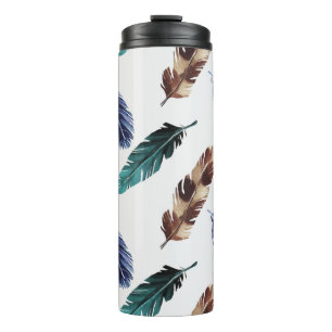 Hand painted watercolor seamless pattern with colo thermal tumbler