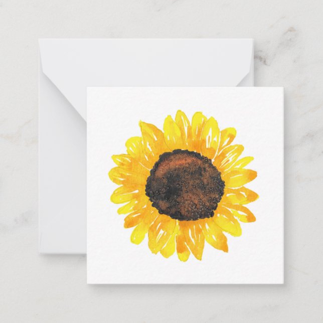 Hand Painted Watercolor Sunflower 2 Card (Front)