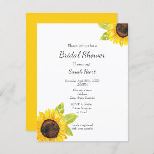 Hand Painted Watercolor Sunflower Invitation