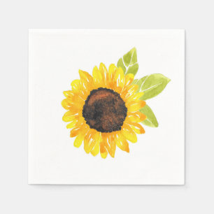 Hand Painted Watercolor Sunflower Napkin