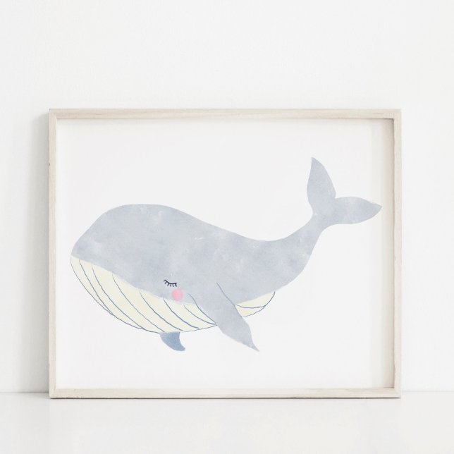 Hand-Painted Watercolor Whale Nursery Art Poster (Creator Uploaded)