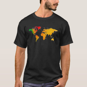 Hand painted watercolor world map colorful contine T-Shirt