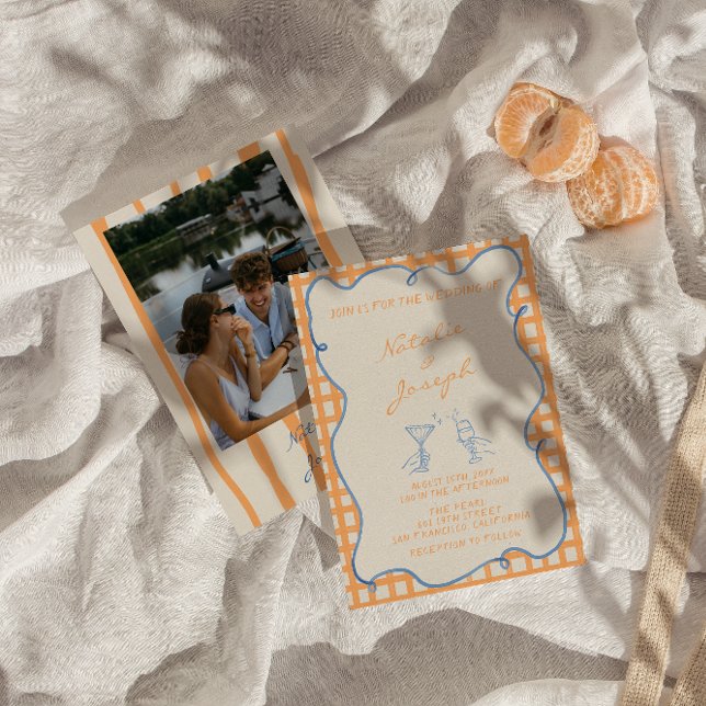 Hand Painted Whimsical Colourful Photo Wedding Invitation (Creator Uploaded)