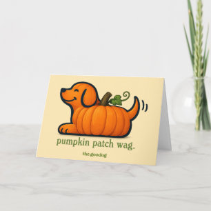 Hand Painted Whimsical Fall Pumpkin Dog  Card