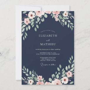 Hand Painted White Painted Wedding Invitation