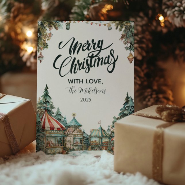 Hand-Painted Winter Village Holiday Card (Creator Uploaded)