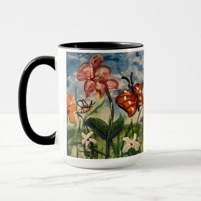  Hand Painted yellow Children's Art Spring  Mug (Left)