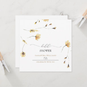 Hand Painted Yellow Peony Bridal Shower Square In Invitation