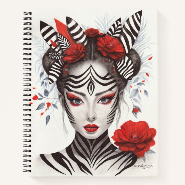 Hand Painted "Zebra Woman" - Award-Winning Pop Art Notebook (Front)