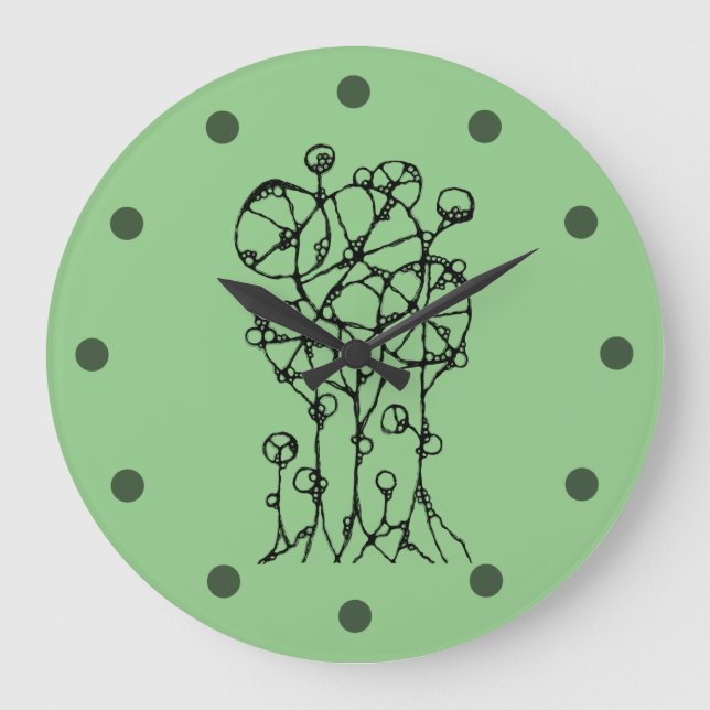 Hand Painting - Abstract Tree Group 1 Large Clock (Front)