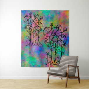 Hand Painting - Abstract Tree Group 1 Tapestry