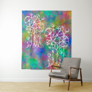 Hand Painting - Abstract Tree Group 2 Tapestry