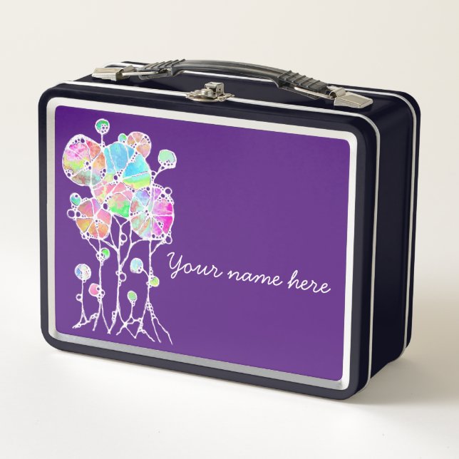 Hand Painting - Abstract Tree Group 4 Metal Lunch Box (Front)