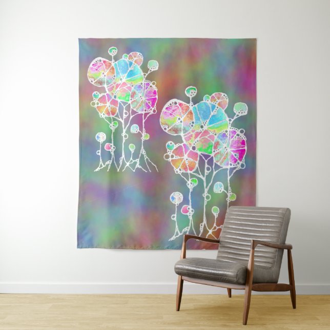 Hand Painting - Abstract Tree Group 4 Tapestry (In Situ)