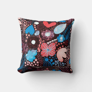 Hand Painting Abstract Watercolor Sketch Doodle Fl Cushion