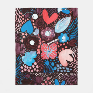 Hand Painting Abstract Watercolor Sketch Doodle Fl Fleece Blanket