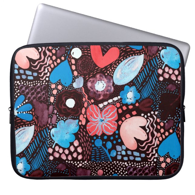 Hand Painting Abstract Watercolor Sketch Doodle Fl Laptop Sleeve (Front)