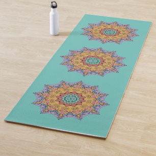 Hand Painting Mandala Clock Face 1 Yoga Mat