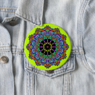 Hand Painting Mandala Clock Face 24 10 Cm Round Badge