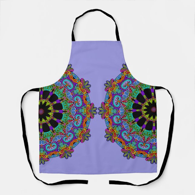 Hand Painting Mandala Clock Face 24 Apron (Front)