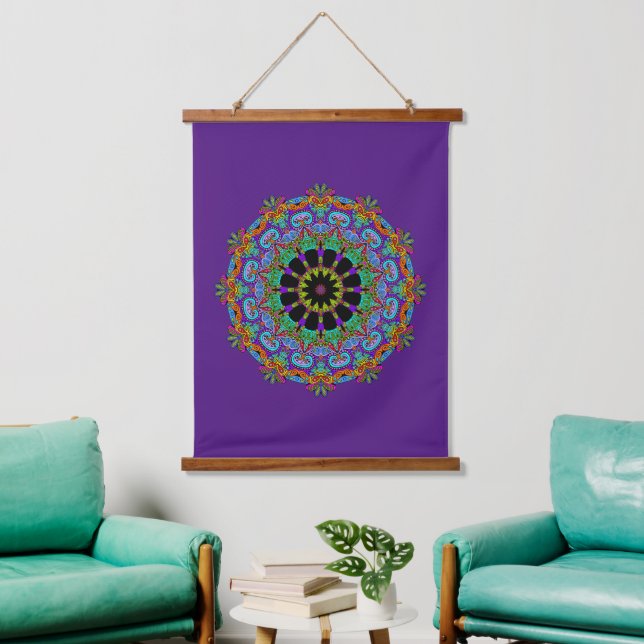 Hand Painting Mandala Clock Face 24 Hanging Tapestry (Living Room)