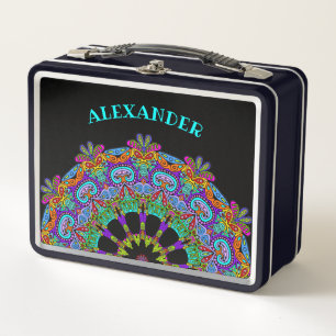 Hand Painting Mandala Clock Face 24 Metal Lunch Box