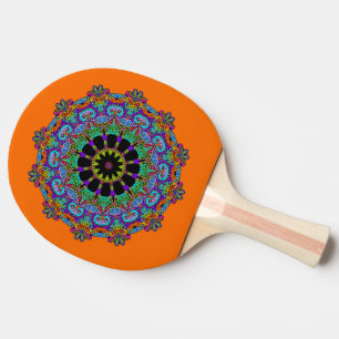 Hand Painting Mandala Clock Face 24 Ping Pong Paddle