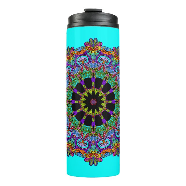 Hand Painting Mandala Clock Face 24 Thermal Tumbler (Front)