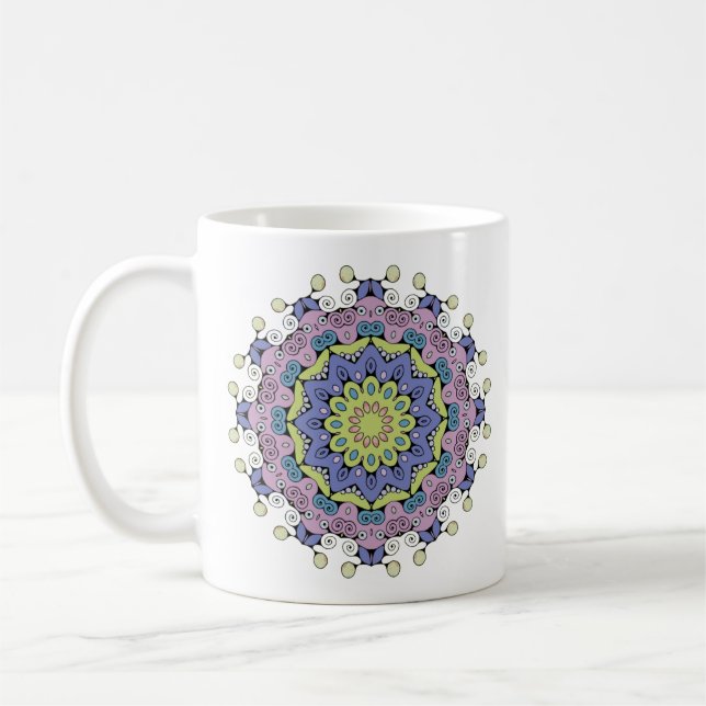 Hand Painting Mandala Clock Face 2 Coffee Mug (Left)