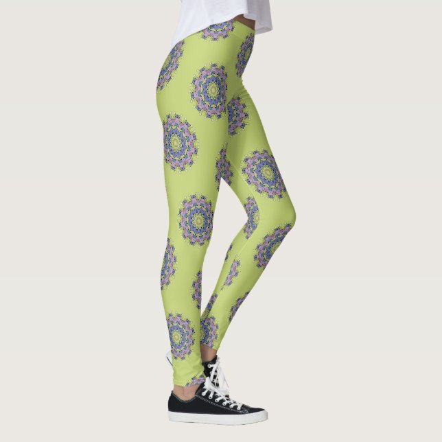 Hand Painting Mandala Clock Face 2 Leggings (Right)