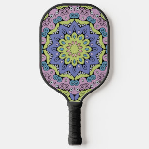 Hand Painting Mandala Clock Face 2 Pickleball Paddle