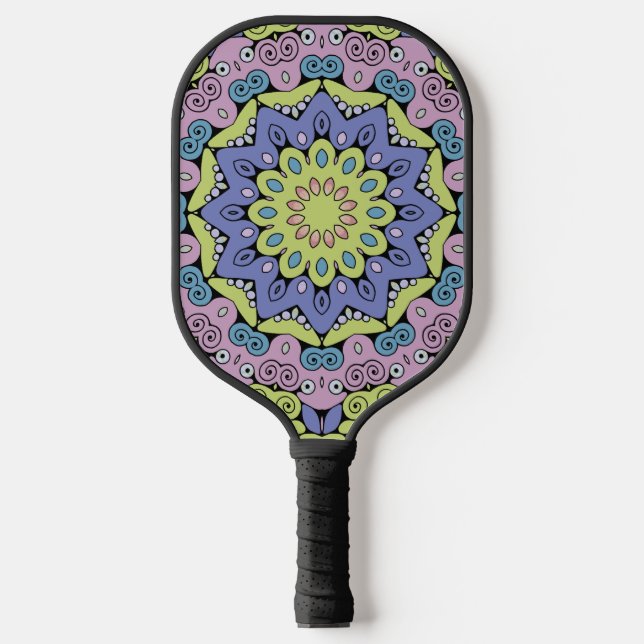 Hand Painting Mandala Clock Face 2 Pickleball Paddle (Front)